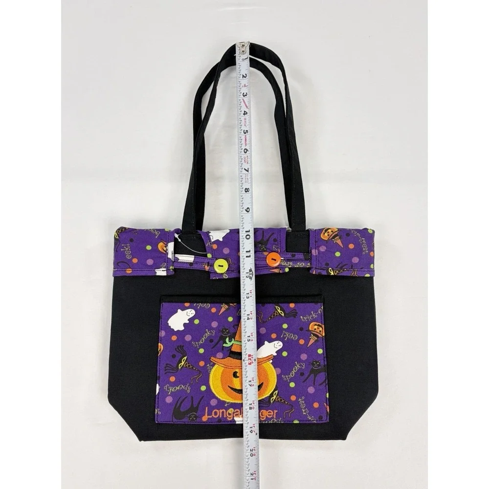 Vintage Longaberger Happy Halloween Small Shopper Tote Bag New Purple Pumpkin